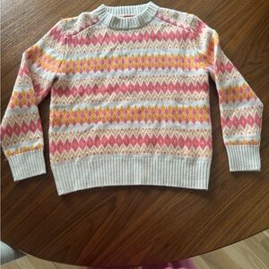 JCrew 100% Cashmere Women's Patterned Sweater - Pink, Yellow, Cream